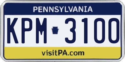 PA license plate KPM3100