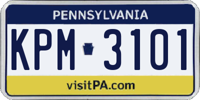 PA license plate KPM3101