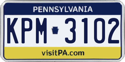 PA license plate KPM3102