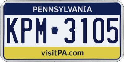 PA license plate KPM3105