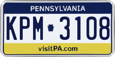PA license plate KPM3108