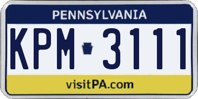 PA license plate KPM3111