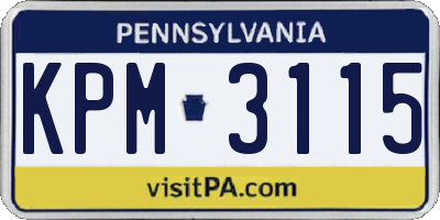 PA license plate KPM3115