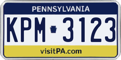 PA license plate KPM3123