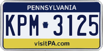 PA license plate KPM3125