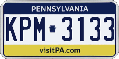 PA license plate KPM3133
