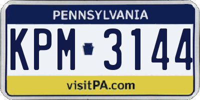 PA license plate KPM3144