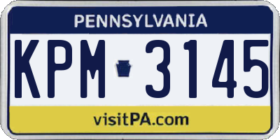 PA license plate KPM3145