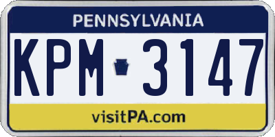 PA license plate KPM3147