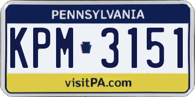 PA license plate KPM3151