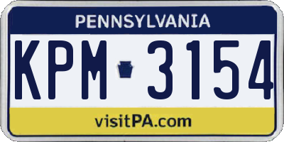 PA license plate KPM3154