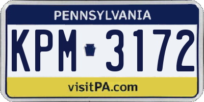 PA license plate KPM3172
