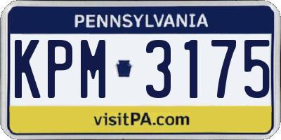 PA license plate KPM3175