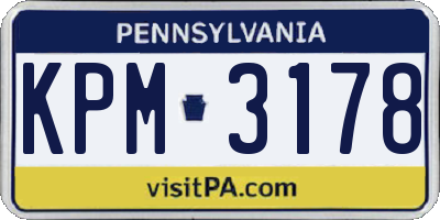 PA license plate KPM3178