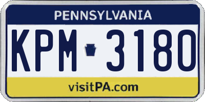 PA license plate KPM3180