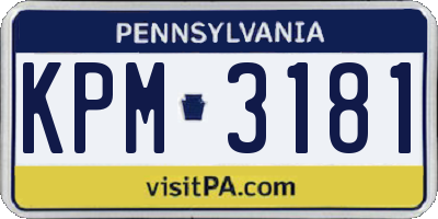 PA license plate KPM3181