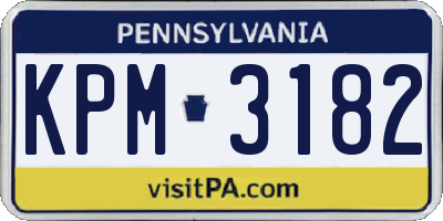 PA license plate KPM3182