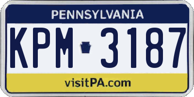 PA license plate KPM3187