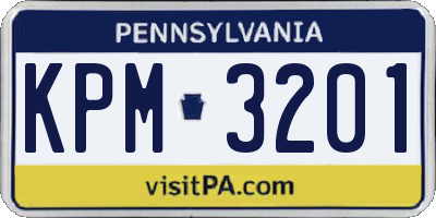 PA license plate KPM3201
