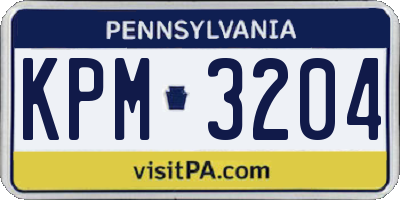PA license plate KPM3204