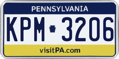 PA license plate KPM3206