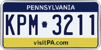PA license plate KPM3211