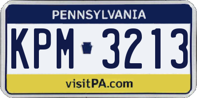 PA license plate KPM3213