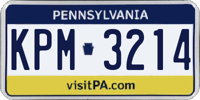 PA license plate KPM3214