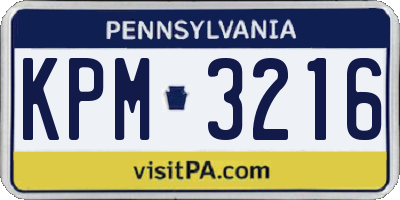 PA license plate KPM3216