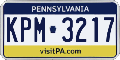 PA license plate KPM3217
