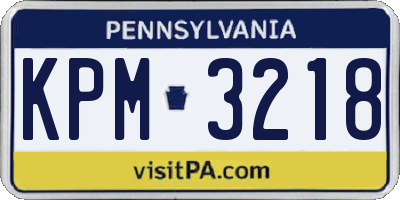 PA license plate KPM3218