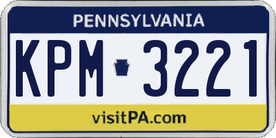 PA license plate KPM3221