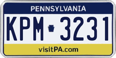 PA license plate KPM3231