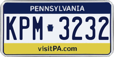 PA license plate KPM3232
