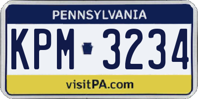 PA license plate KPM3234