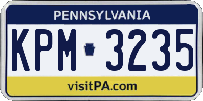 PA license plate KPM3235