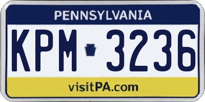 PA license plate KPM3236