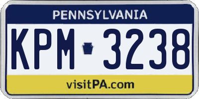 PA license plate KPM3238