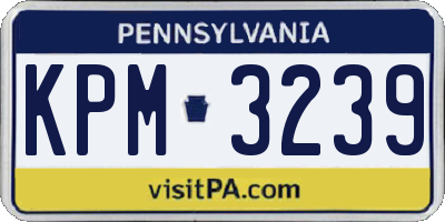 PA license plate KPM3239