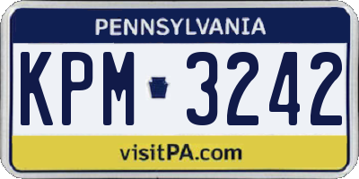 PA license plate KPM3242