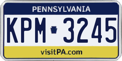 PA license plate KPM3245