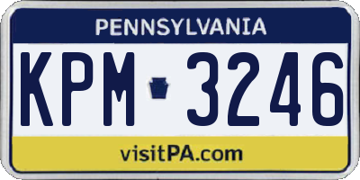 PA license plate KPM3246