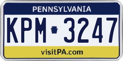 PA license plate KPM3247