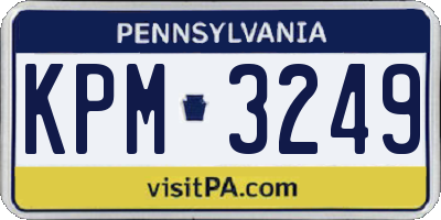 PA license plate KPM3249