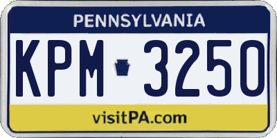 PA license plate KPM3250
