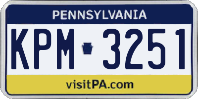 PA license plate KPM3251