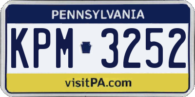 PA license plate KPM3252