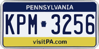 PA license plate KPM3256
