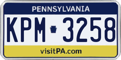 PA license plate KPM3258
