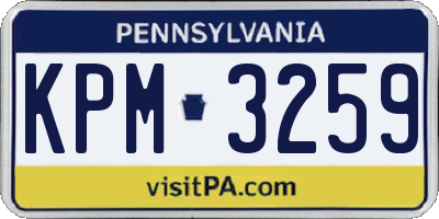 PA license plate KPM3259